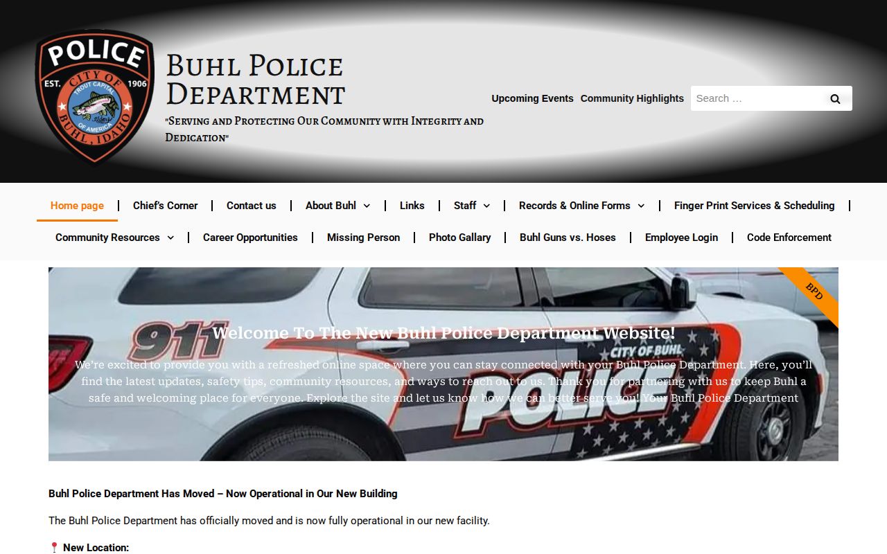 Buhl Police Department current official website