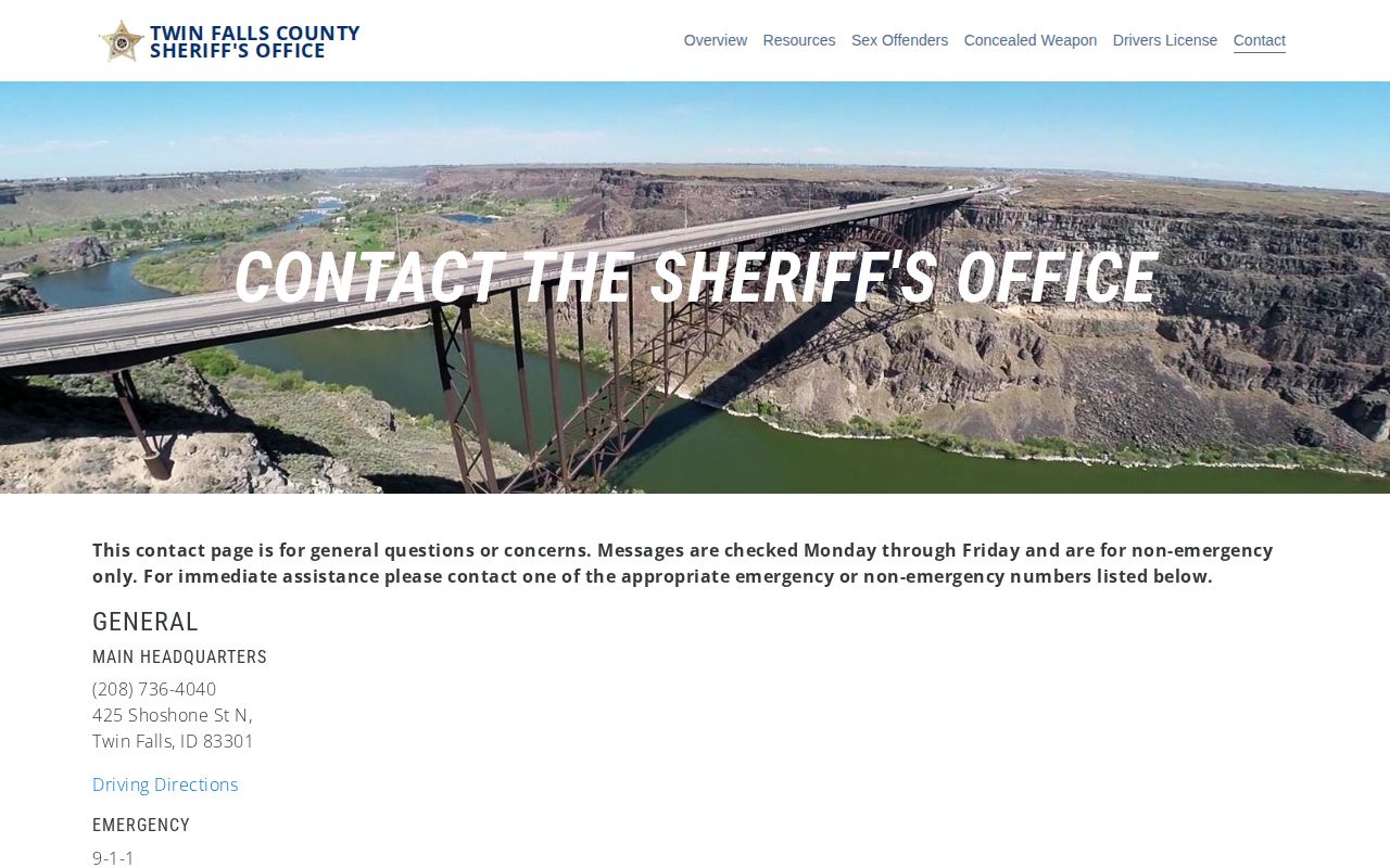 Twin Falls County Sheriff contact details for arrest records