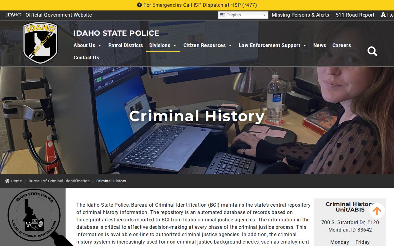 Idaho BCI information for Twin Falls County arrest records