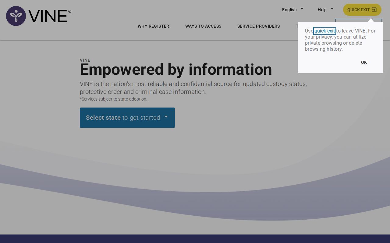 VINELink custody search interface for the Twin Falls Idaho site