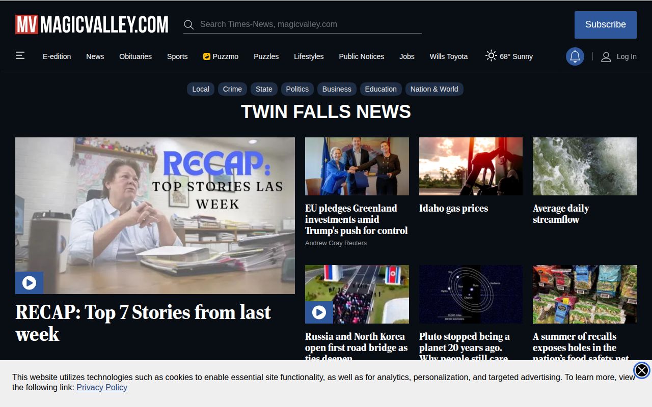 Times-News and Magic Valley local news page